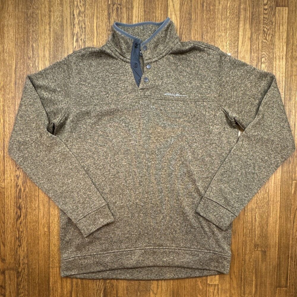 Eddie Bauer Men's TXL Big & Tall Brown Heather Mock Neck Fleece Pullover